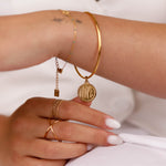 bracelet jonc en acier inoxydable avec breloque pour femme 