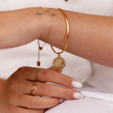 bracelet jonc en acier inoxydable avec breloque pour femme 