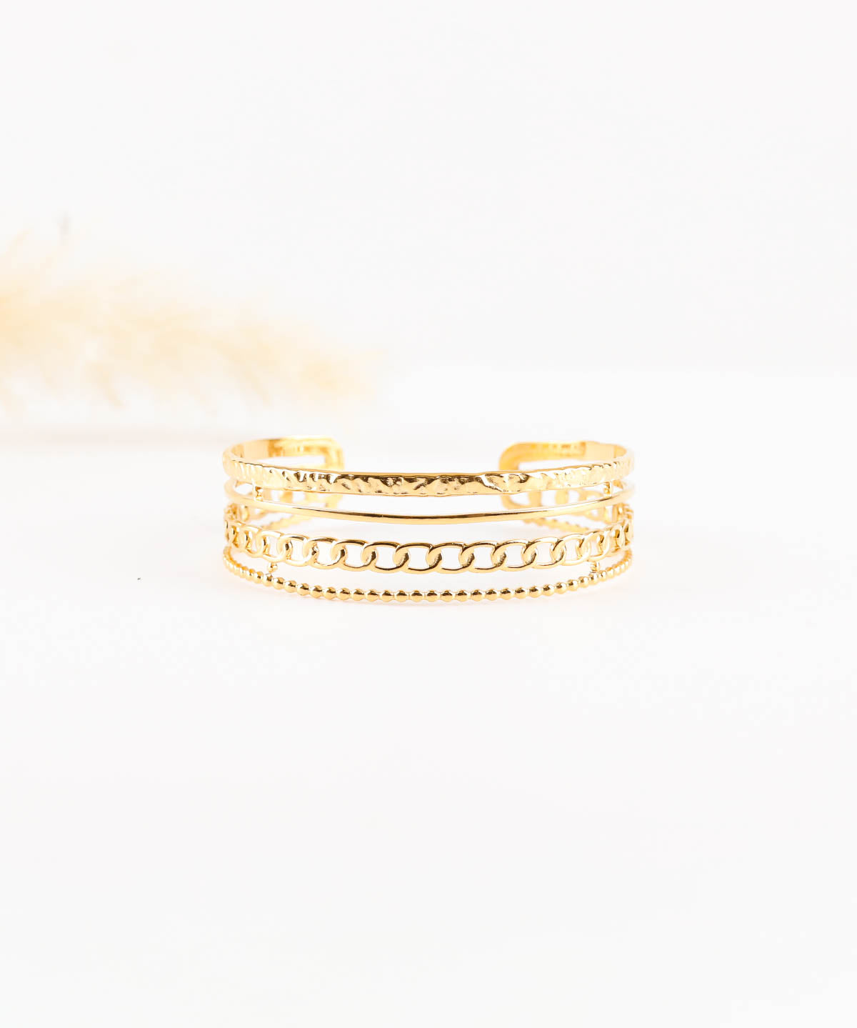 bracelet jonc multi rang en acier inoxydable pour femme 