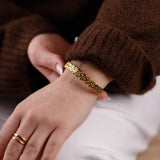bracelet jonc martelé en acier inoxydable réglable pour femme 
