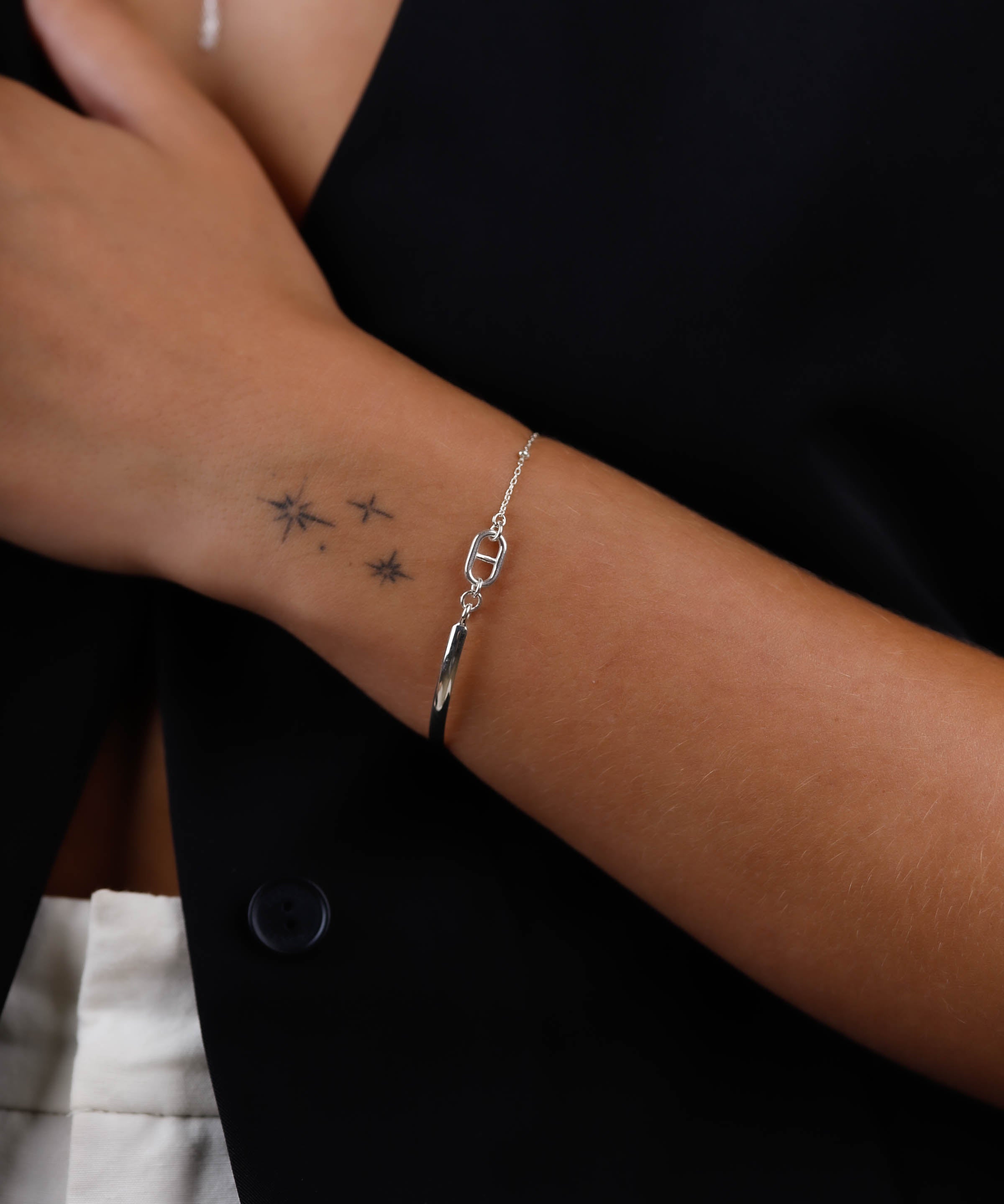 bracelet demi jonc en argent 925 pour femme 