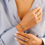 bracelet en perle d'argent 925 et de saphir pour femme