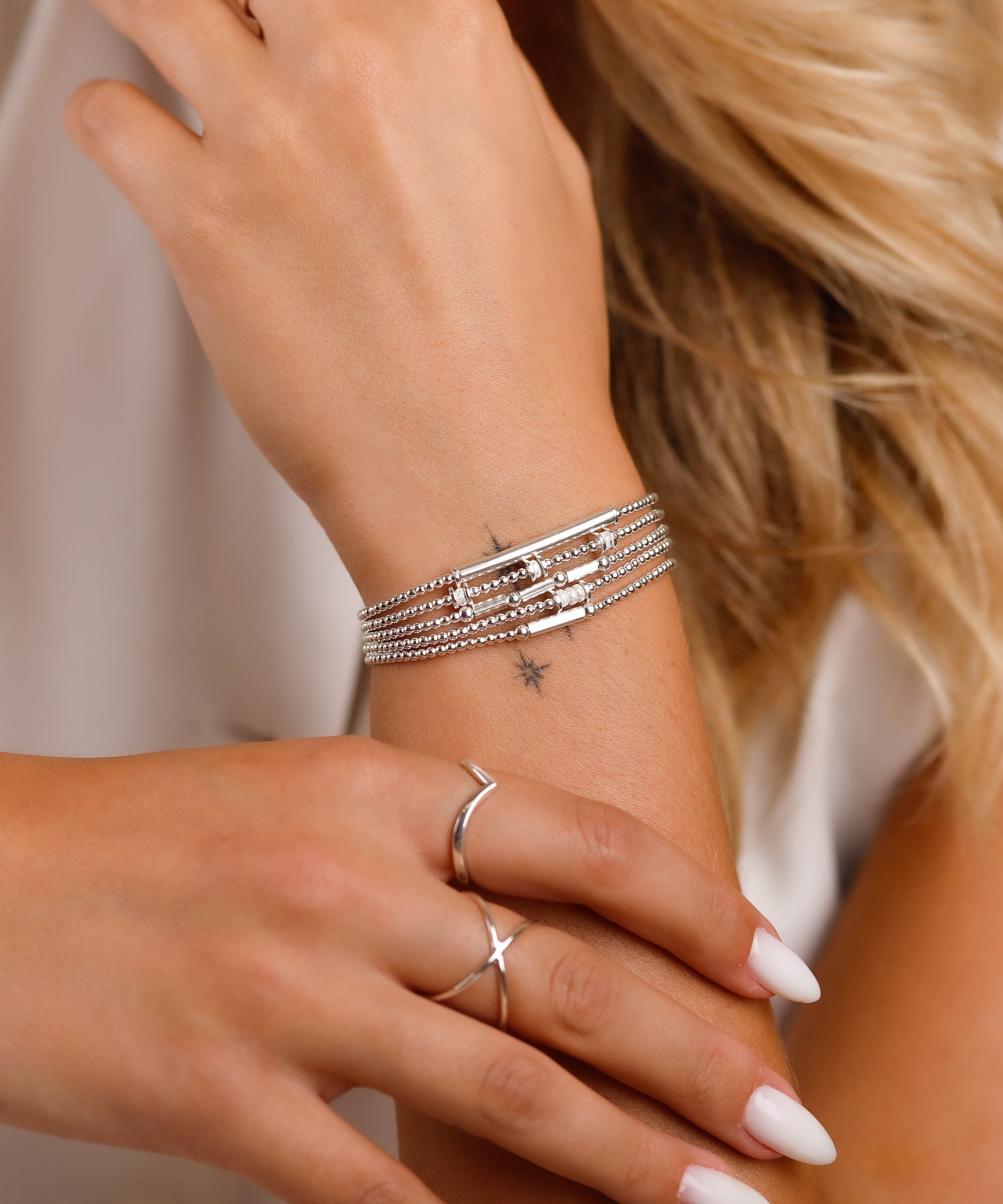 bracelet perle en argent 925 et cristaux pour femme 