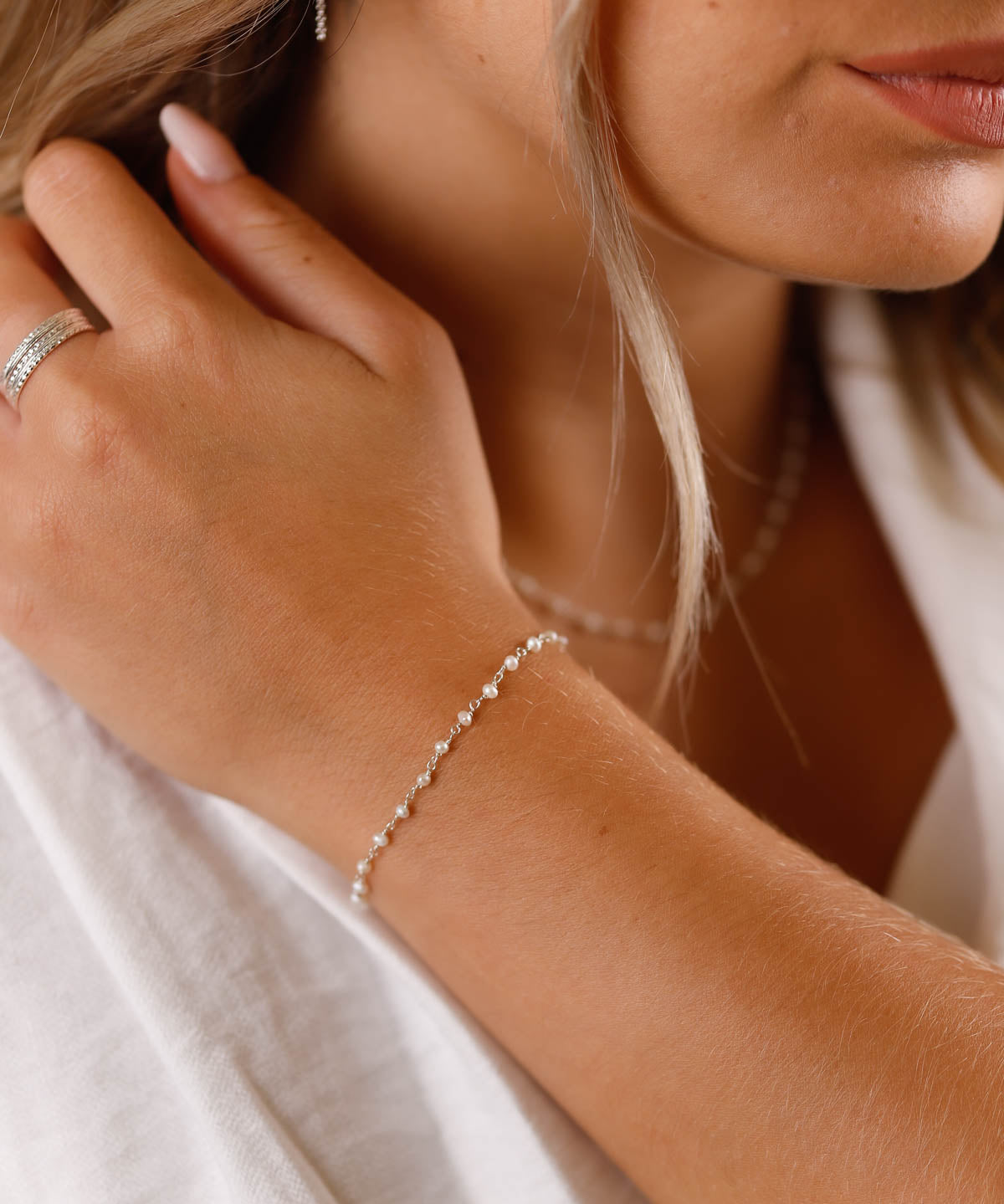 bracelet en perle d'eau douce et argent 925 pour femme 