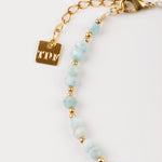 bracelet perle en plaqué or et larimar pour femme 