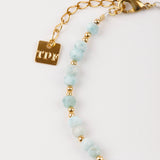 bracelet perle en plaqué or et larimar pour femme 