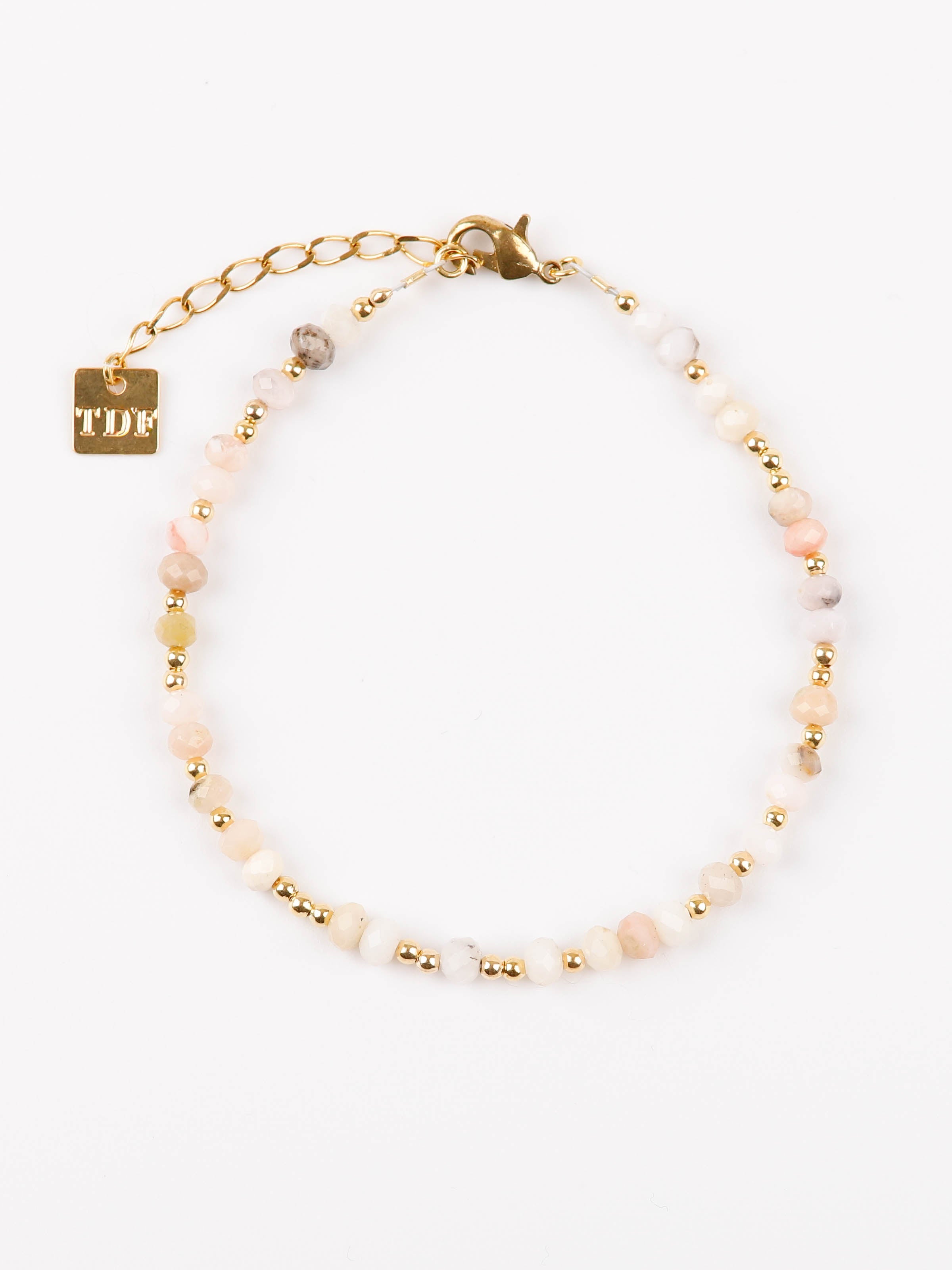 bracelet perle en plaqué or et pierre naturelle pour femme 