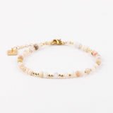 bracelet perle en plaqué or et pierre naturelle pour femme 