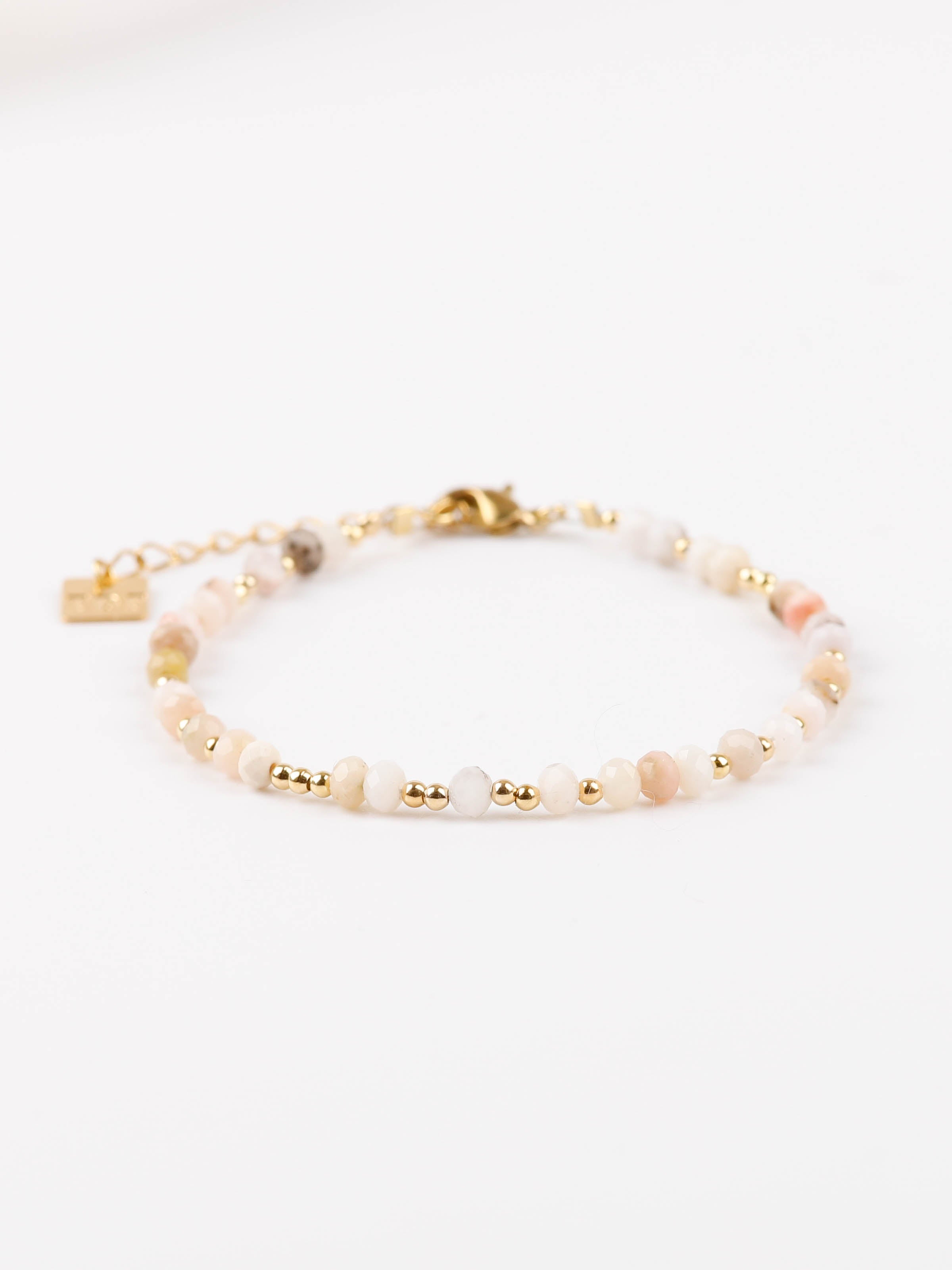 bracelet perle en plaqué or et pierre naturelle pour femme 