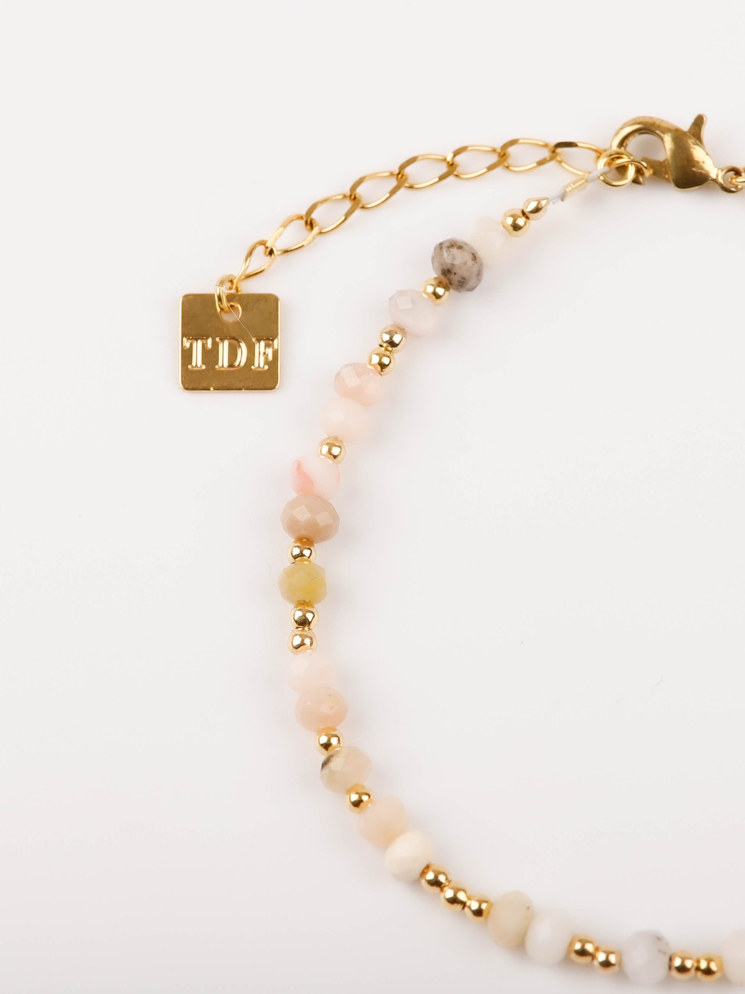 bracelet perle en plaqué or et pierre naturelle pour femme 