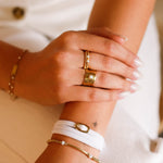 bracelet cordon et maille en plaqué or pour femme