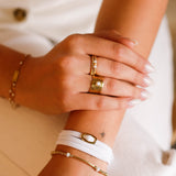 bracelet cordon et maille en plaqué or pour femme