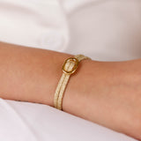 bracelet cordon et maille en plaqué or pour femme 