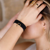 bracelet cordon et maille en plaqué or pour femme 