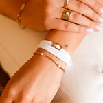 bracelet cordon et maille en plaqué or pour femme 