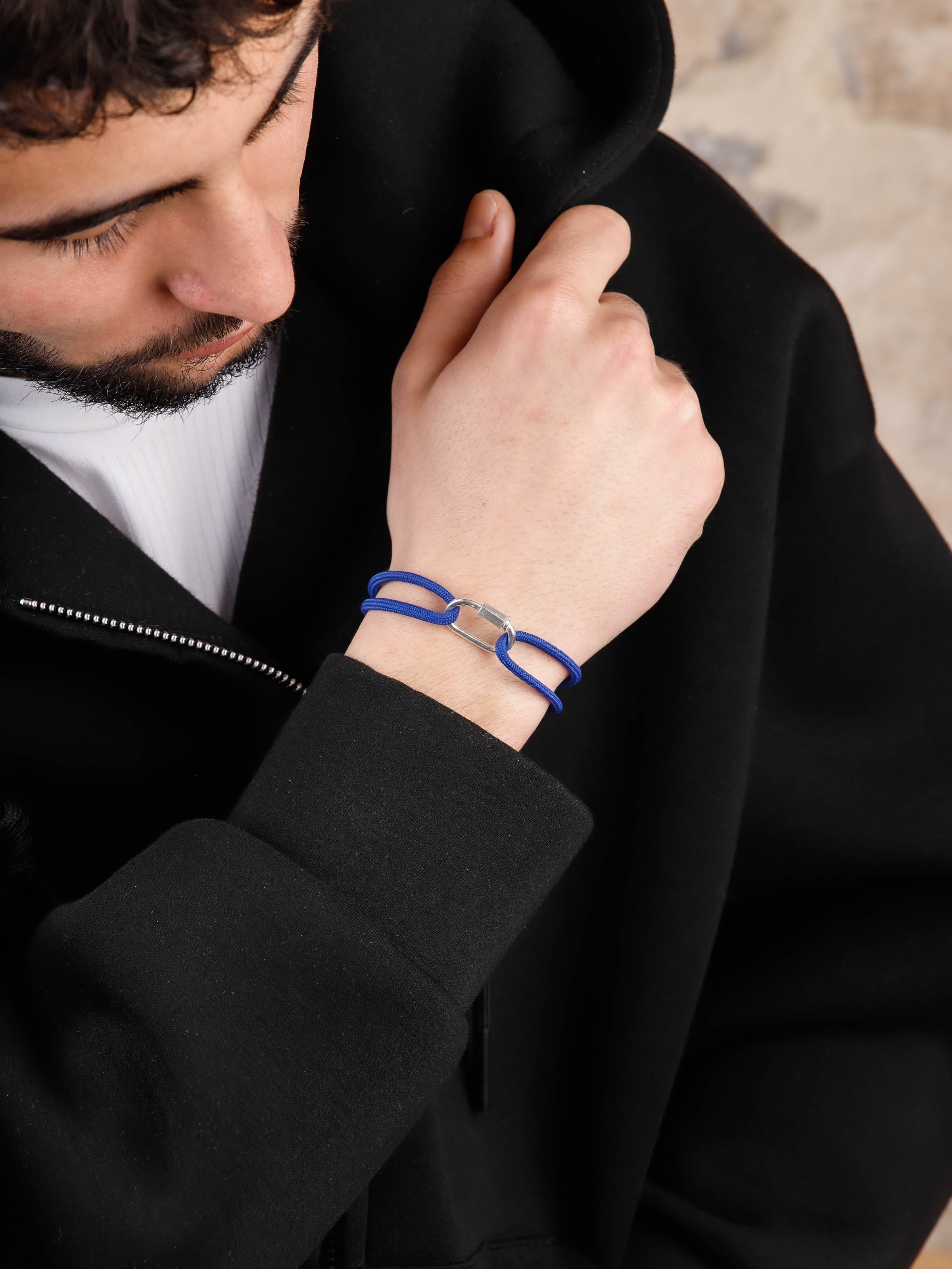 bracelet en argent 925 et cordon pour homme 