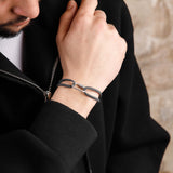 bracelet en argent 925 et cordon pour homme 