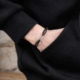 bracelet en argent 925 et cordon pour homme 