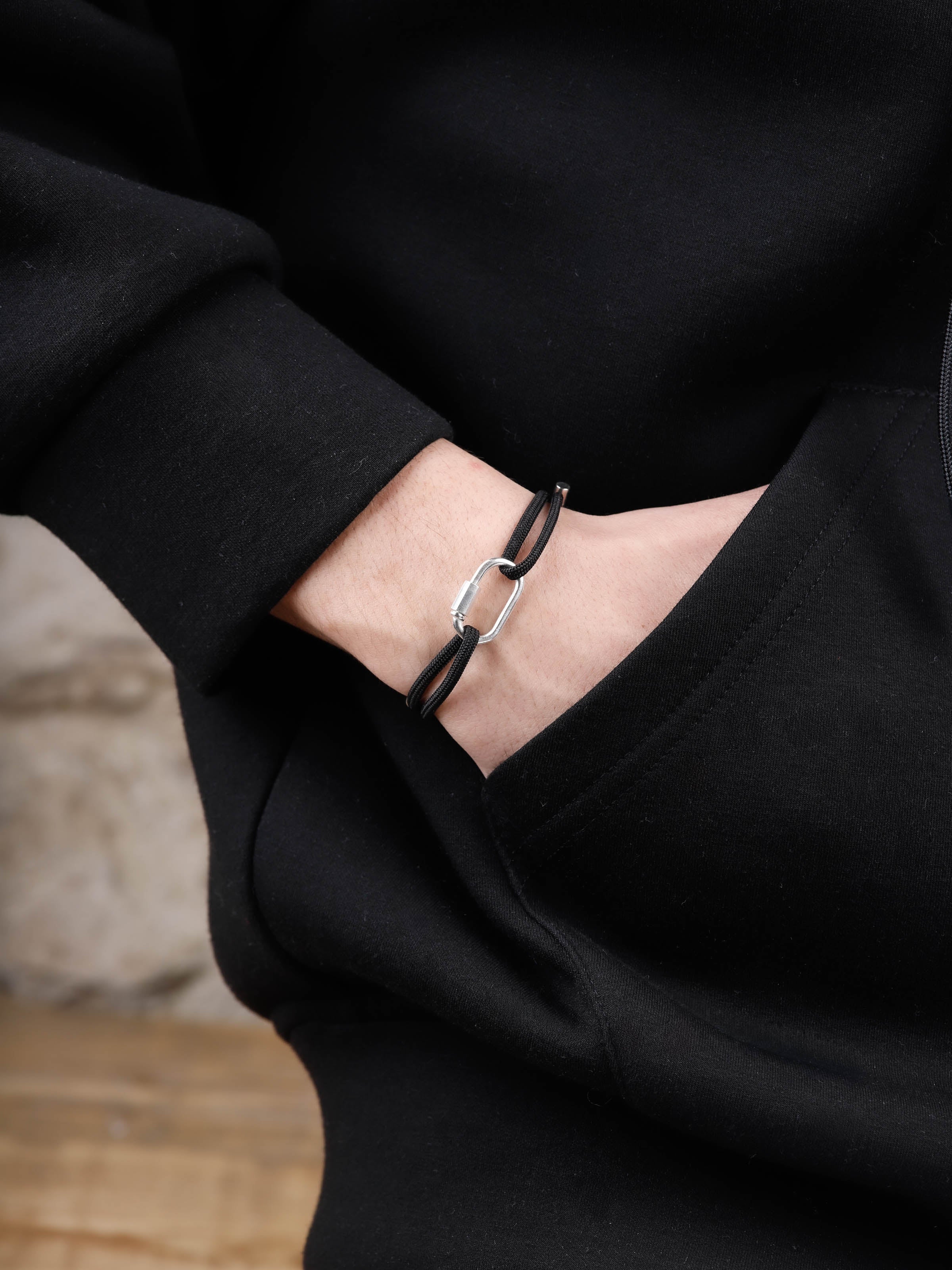 bracelet en argent 925 et cordon pour homme 