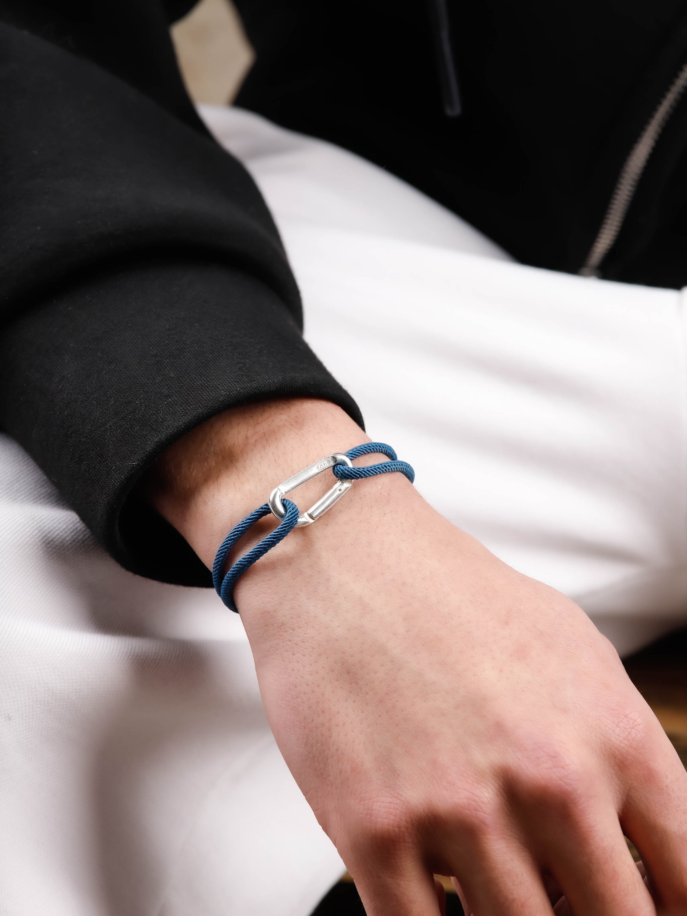 bracelet en argent 925 et cordon pour homme 