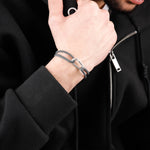 bracelet en argent 925 et cordon pour homme 
