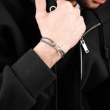 bracelet en argent 925 et cordon pour homme 