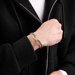 bracelet en argent 925 et cordon pour homme 
