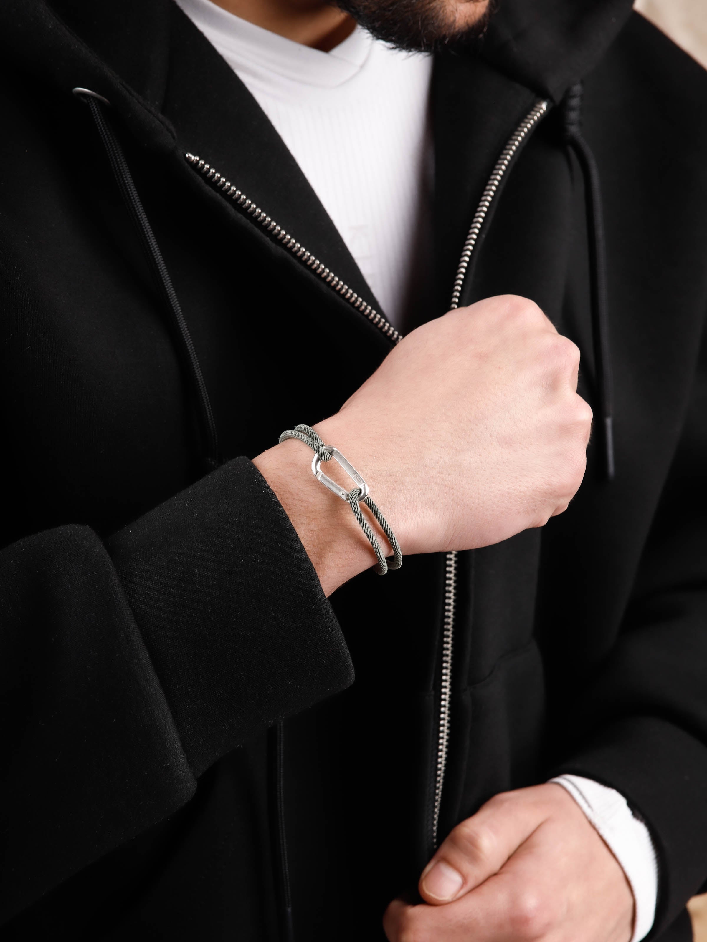 bracelet en argent 925 et cordon pour homme 