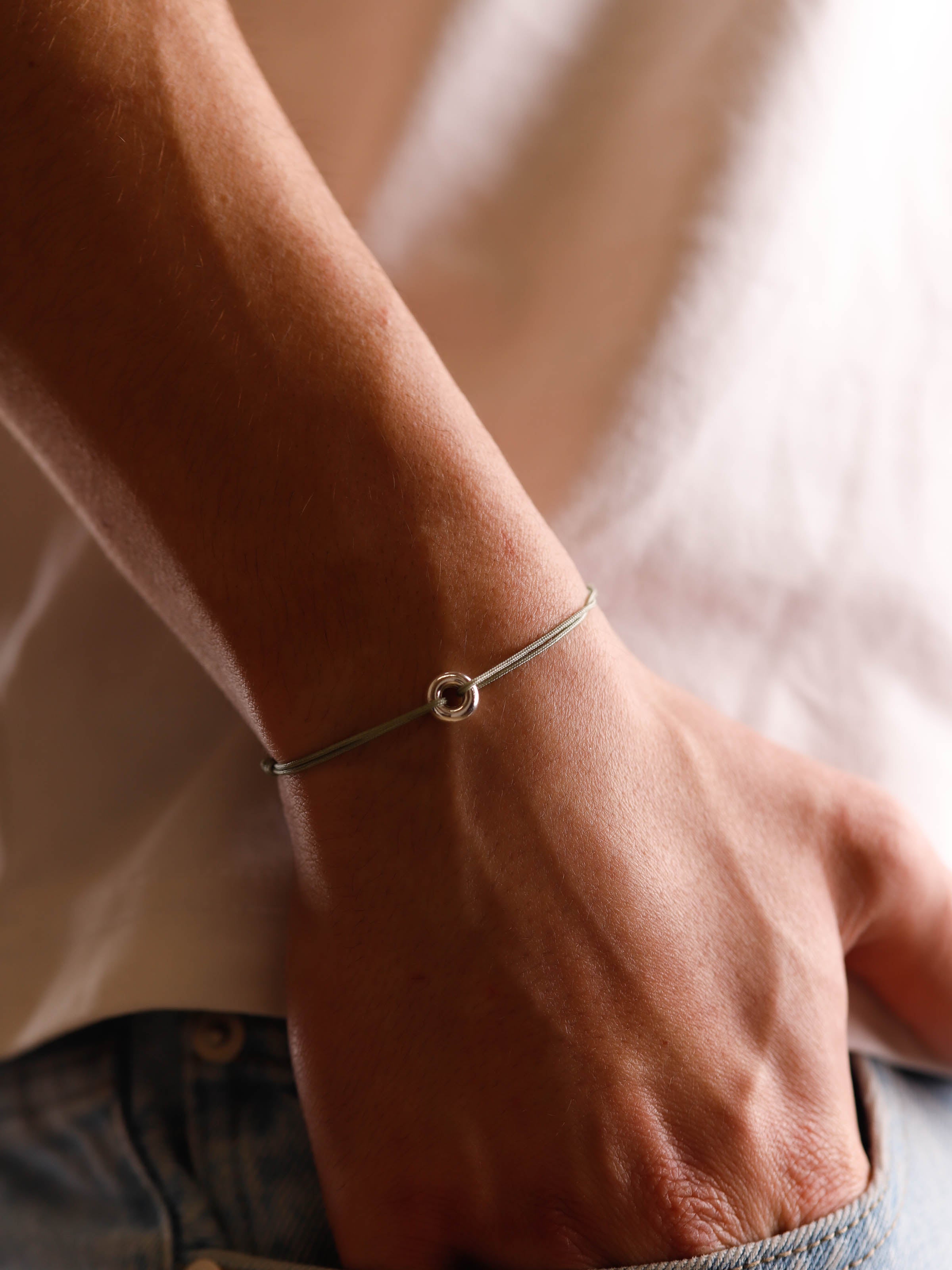 bracelet en argent 925 et cordon pour homme