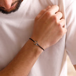 bracelet en argent 925 et cordon pour homme