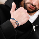bracelet en argent 925 et cordon pour homme 