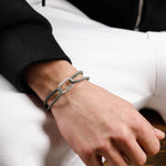 bracelet en argent 925 et cordon pour homme 
