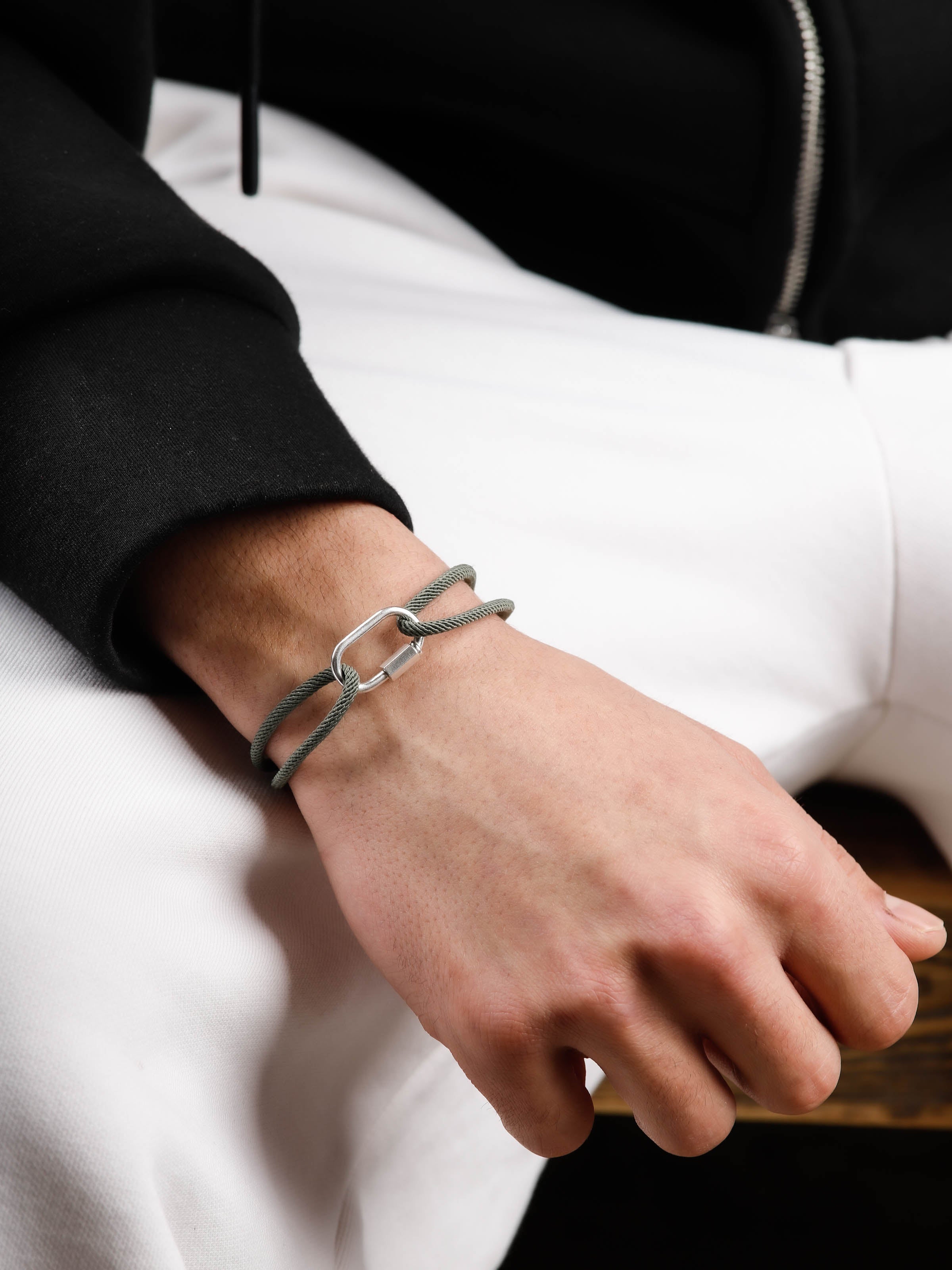 bracelet en argent 925 et cordon pour homme 