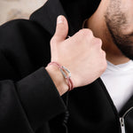 bracelet en argent 925 et cordon pour homme 