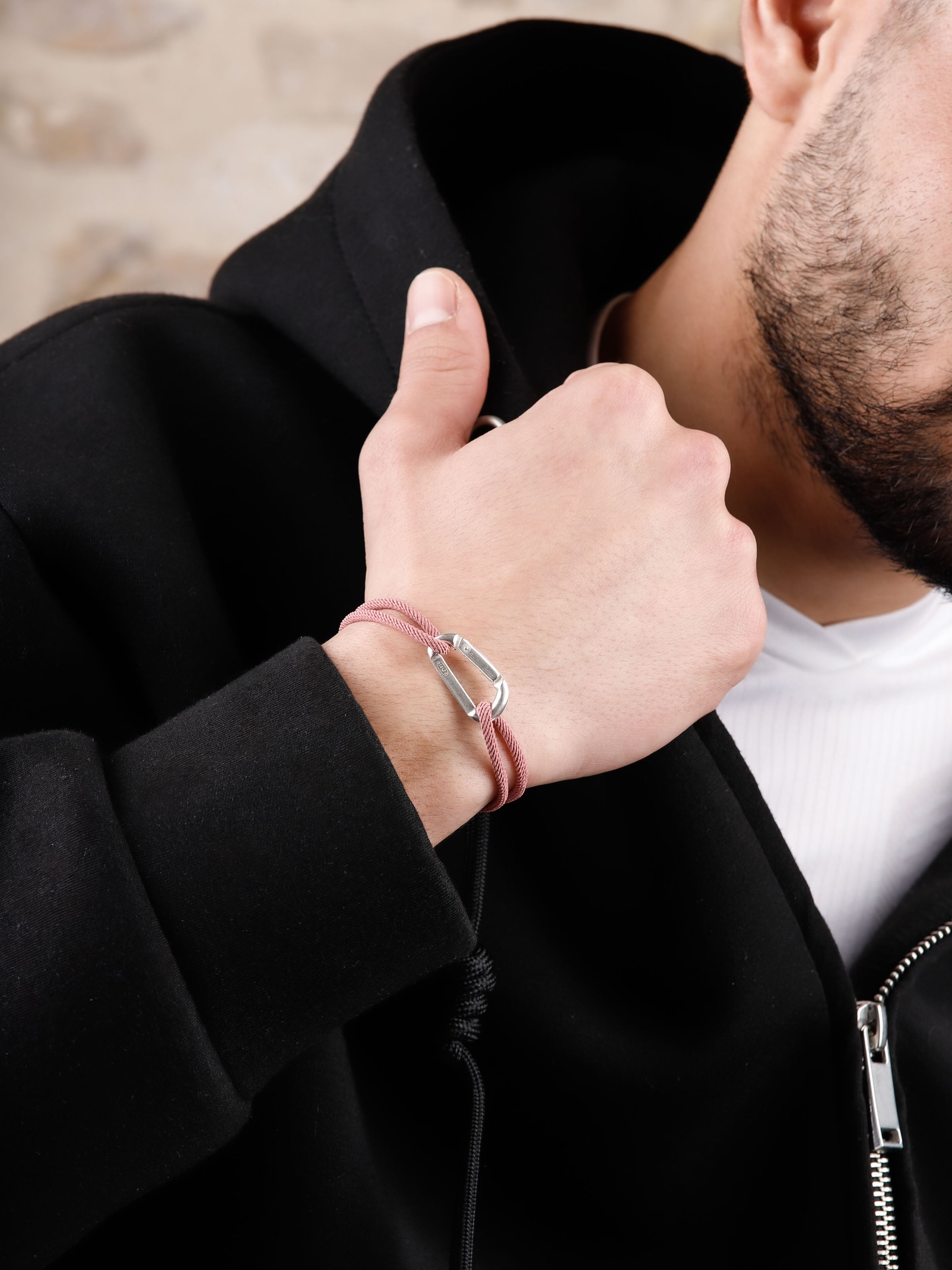 bracelet en argent 925 et cordon pour homme 