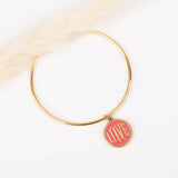 bracelet jonc en acier inoxydable avec breloque pour femme 