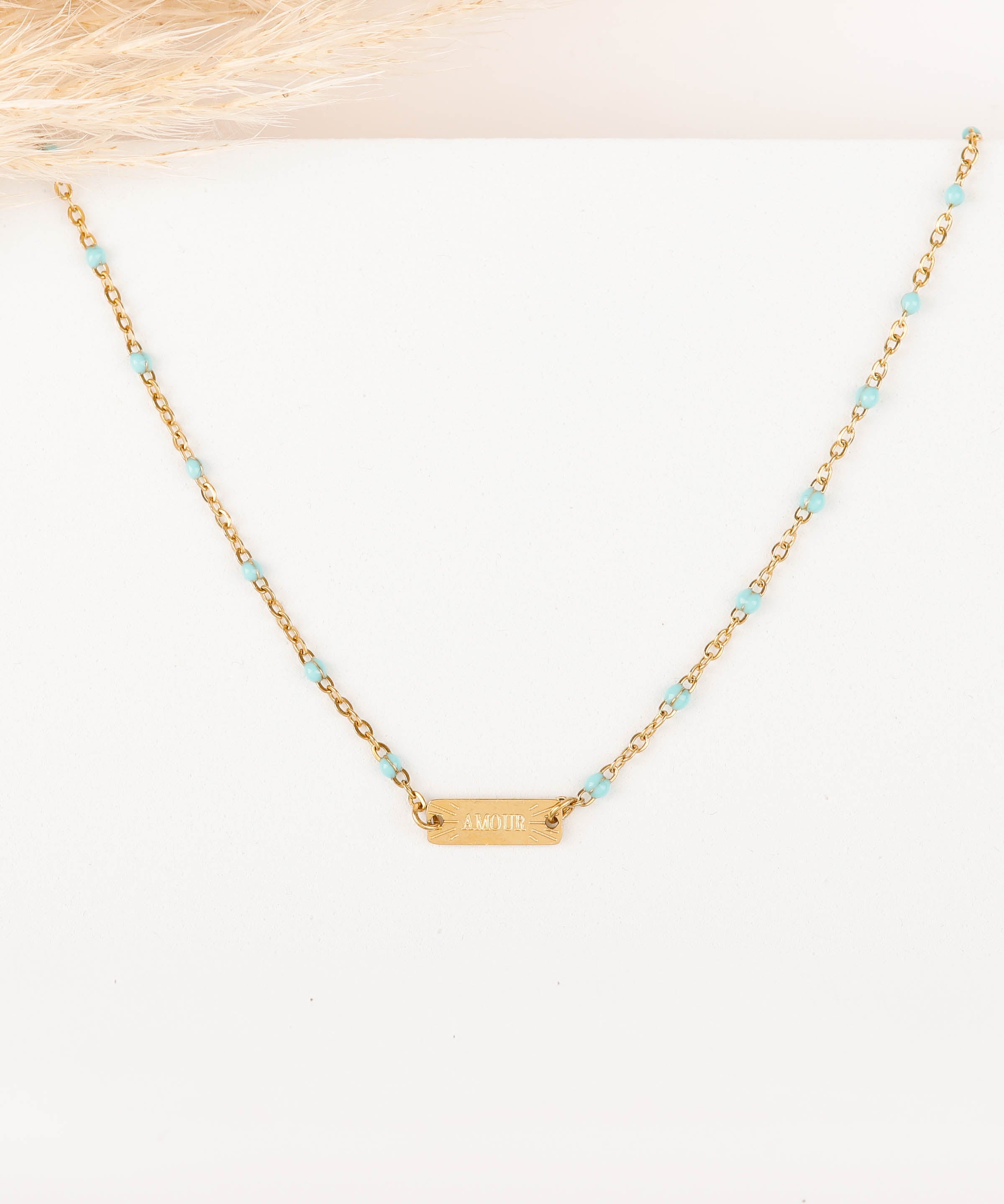 collier en acier inoxydable et résine pour femme 