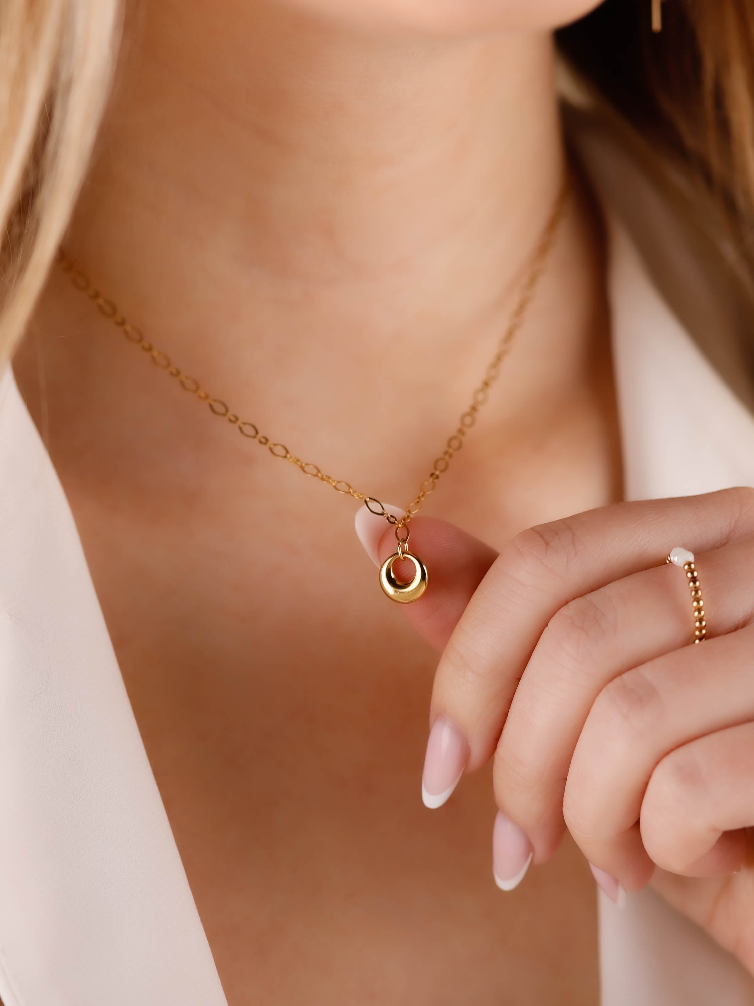 collier en acier inoxydable avec cercle pour femme 