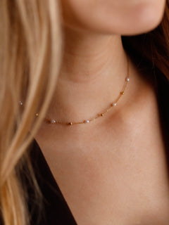 collier en acier inoxydable et nacre pour femme 