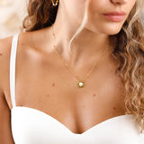 Collier - Disque - Acier inoxydable - Nacre - NOELIA