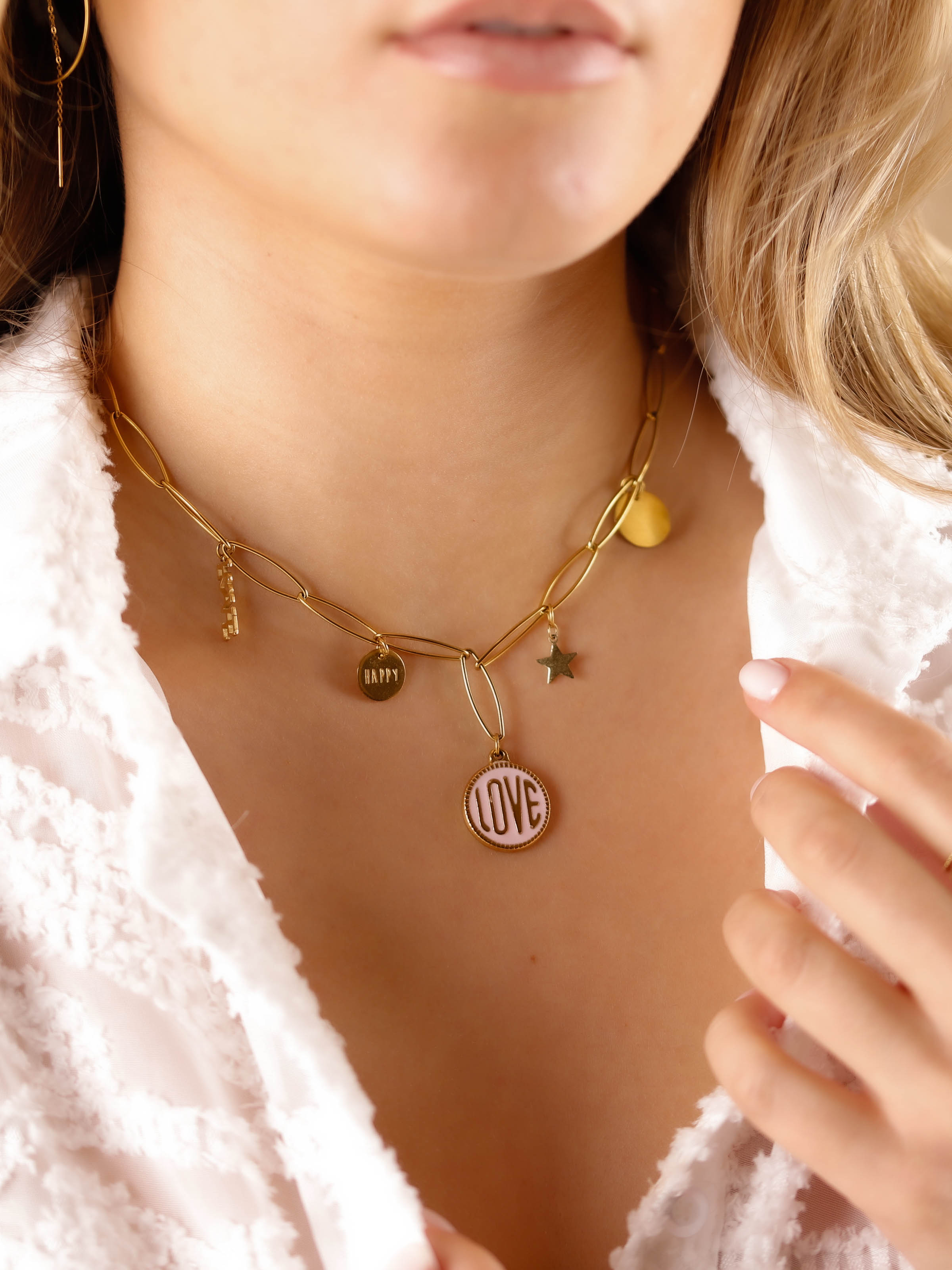collier charm's en acier inoxydable pour femme