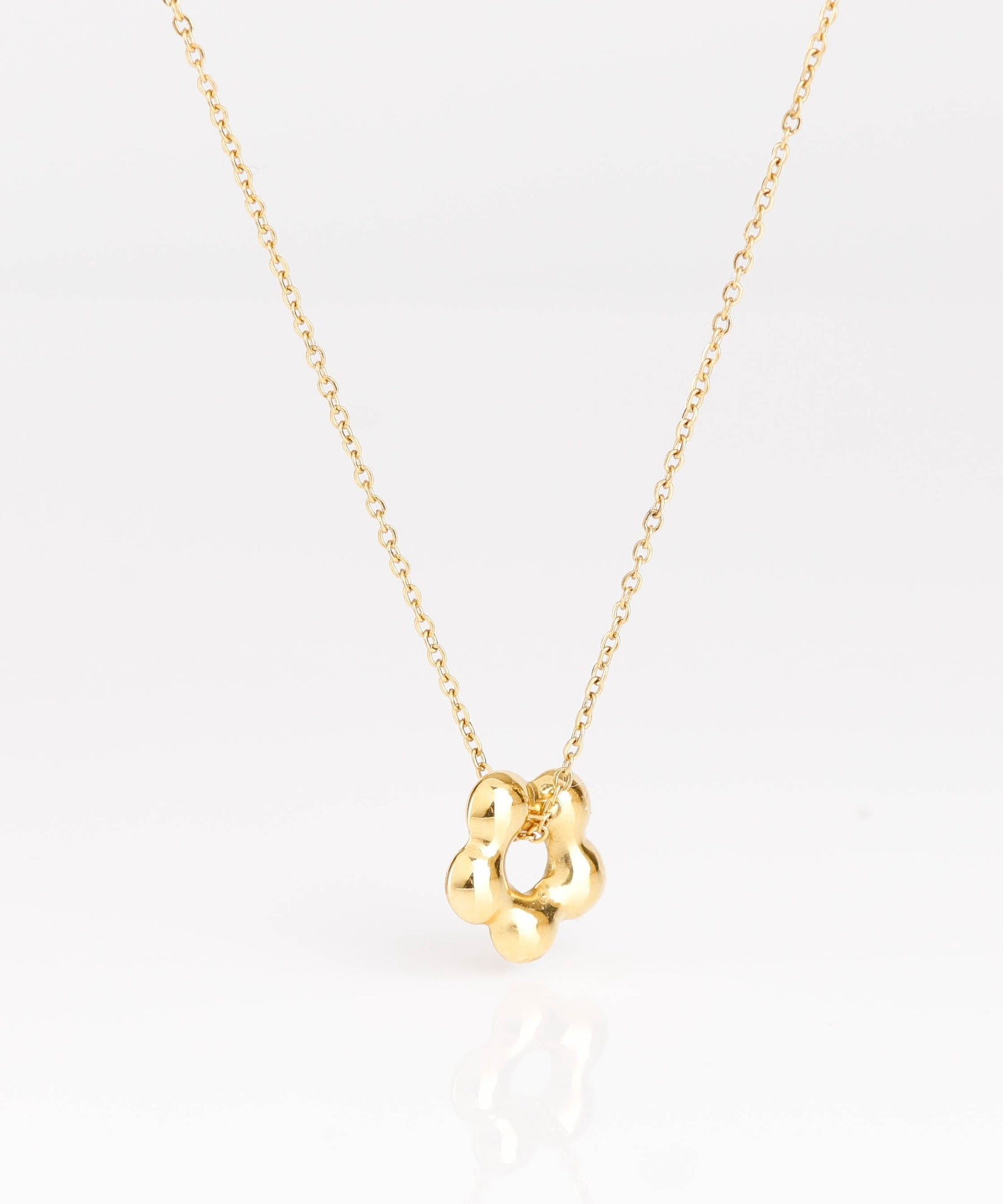 collier en acier inoxydable avec fleur pour femme 