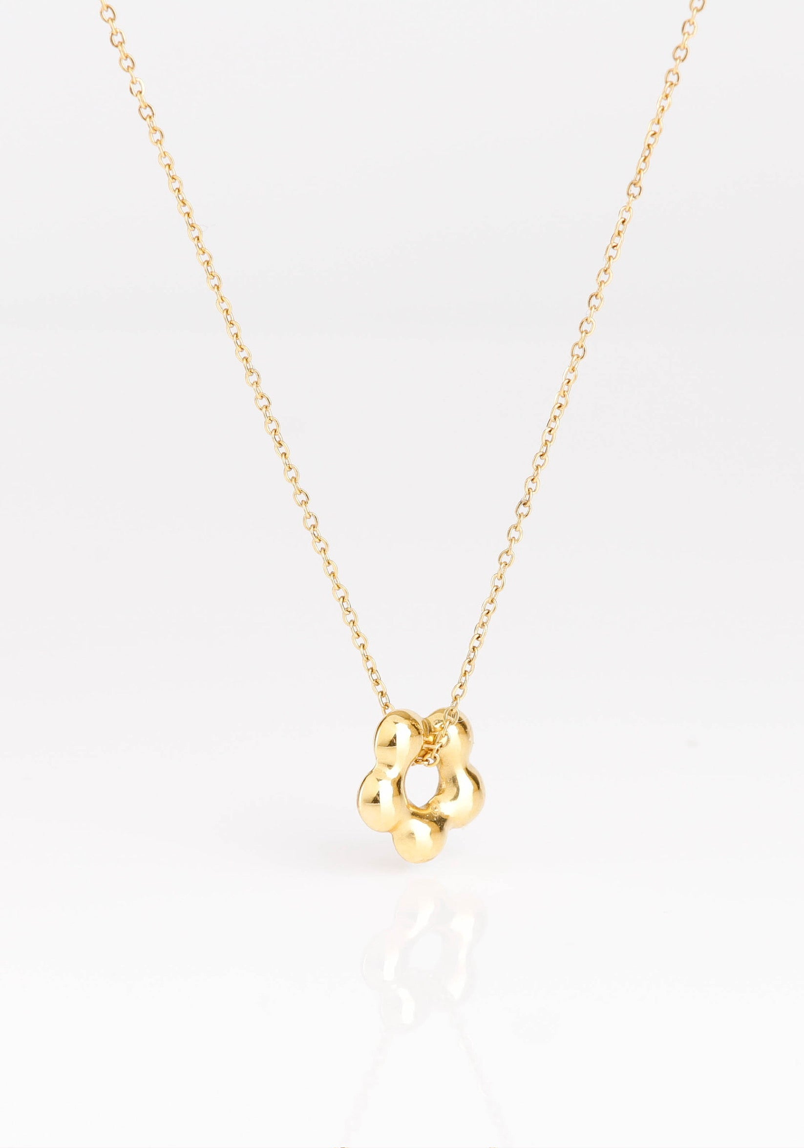collier en acier inoxydable avec fleur pour femme 
