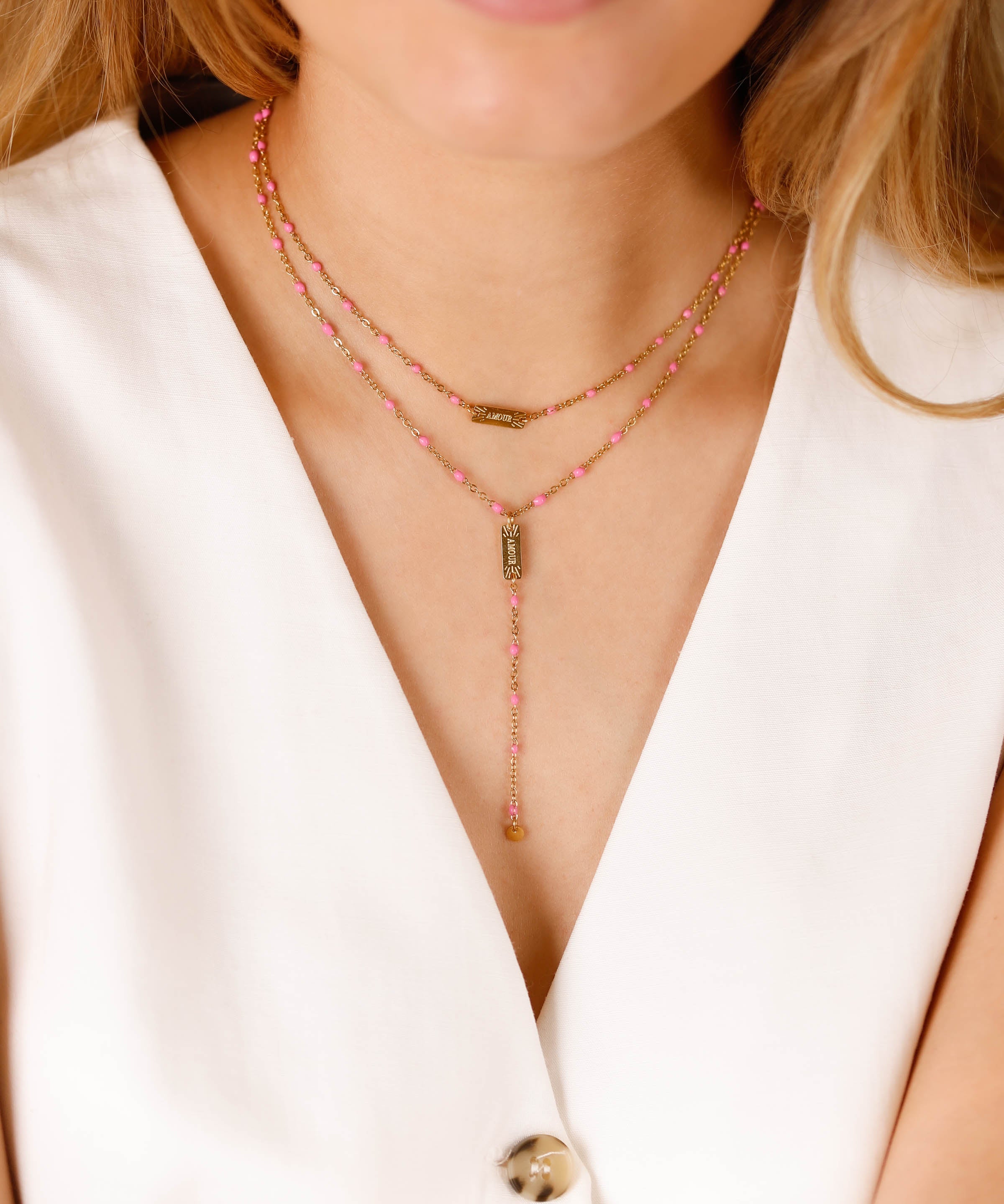 collier en acier inoxydable et résine pour femme 