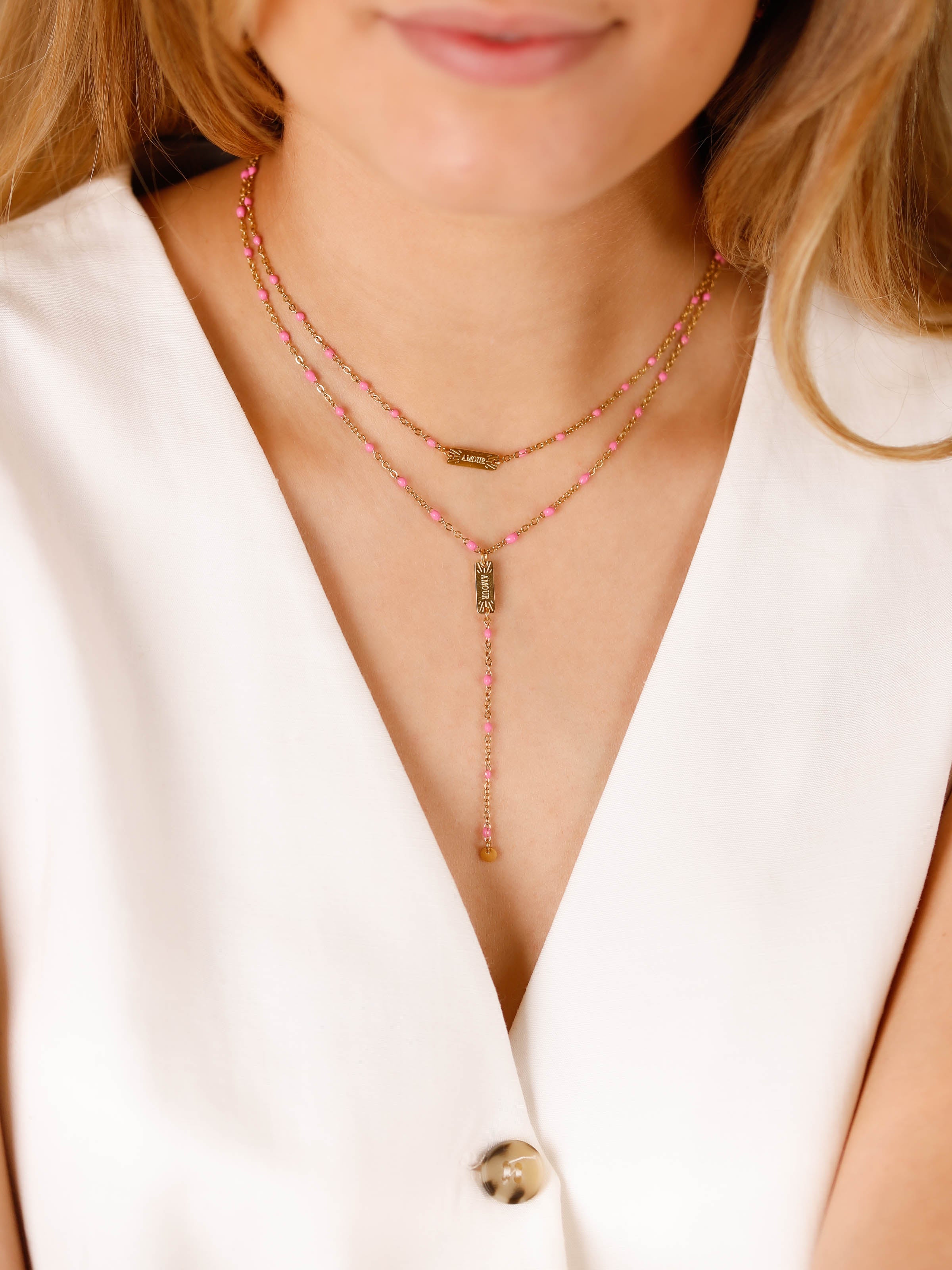 collier en acier inoxydable et résine pour femme 
