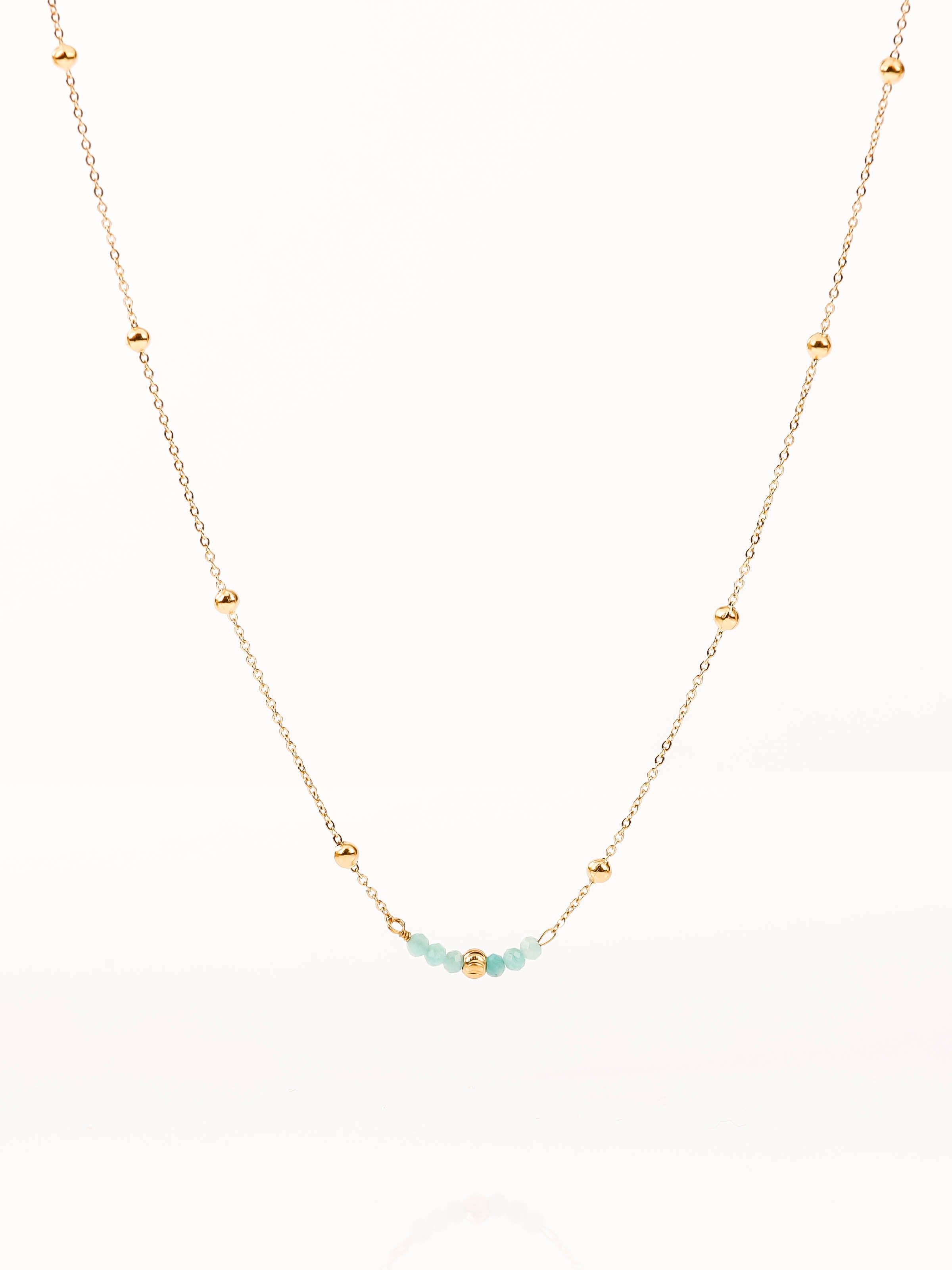 collier en acier inoxydable et amazonite pour femme 