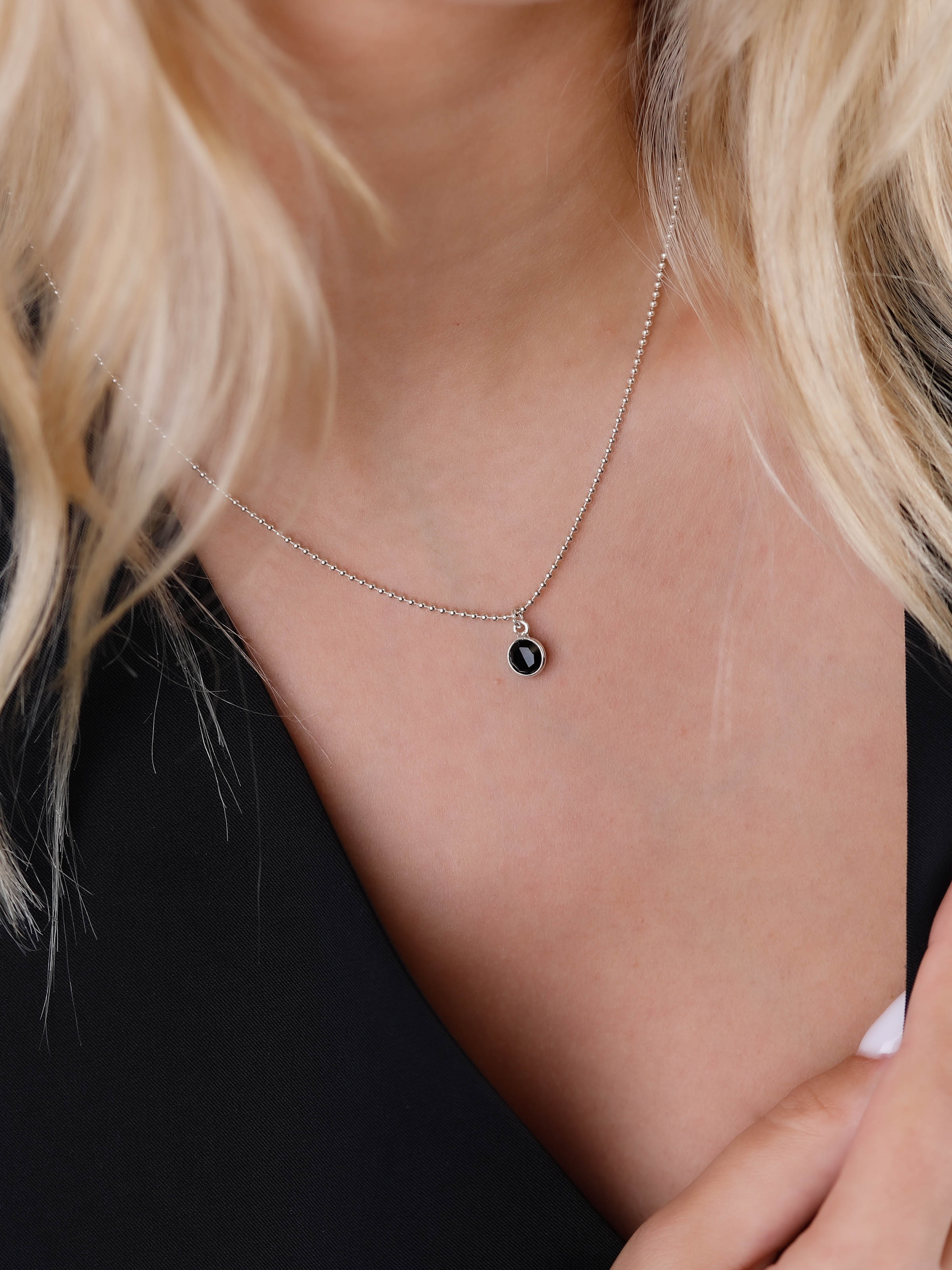 collier en argent 925 et onyx pour femme 