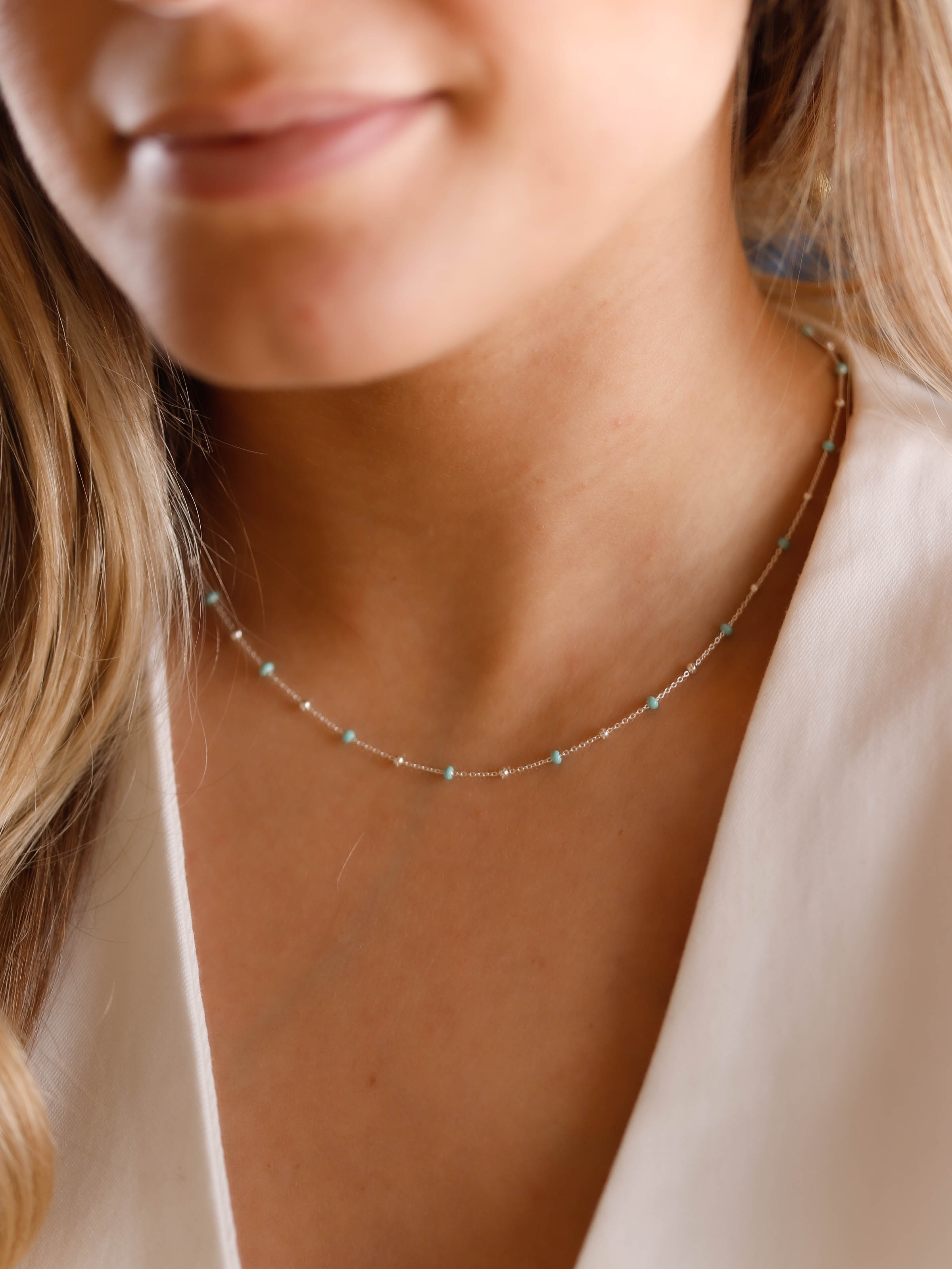 collier en argent 925 et résine pour femme 