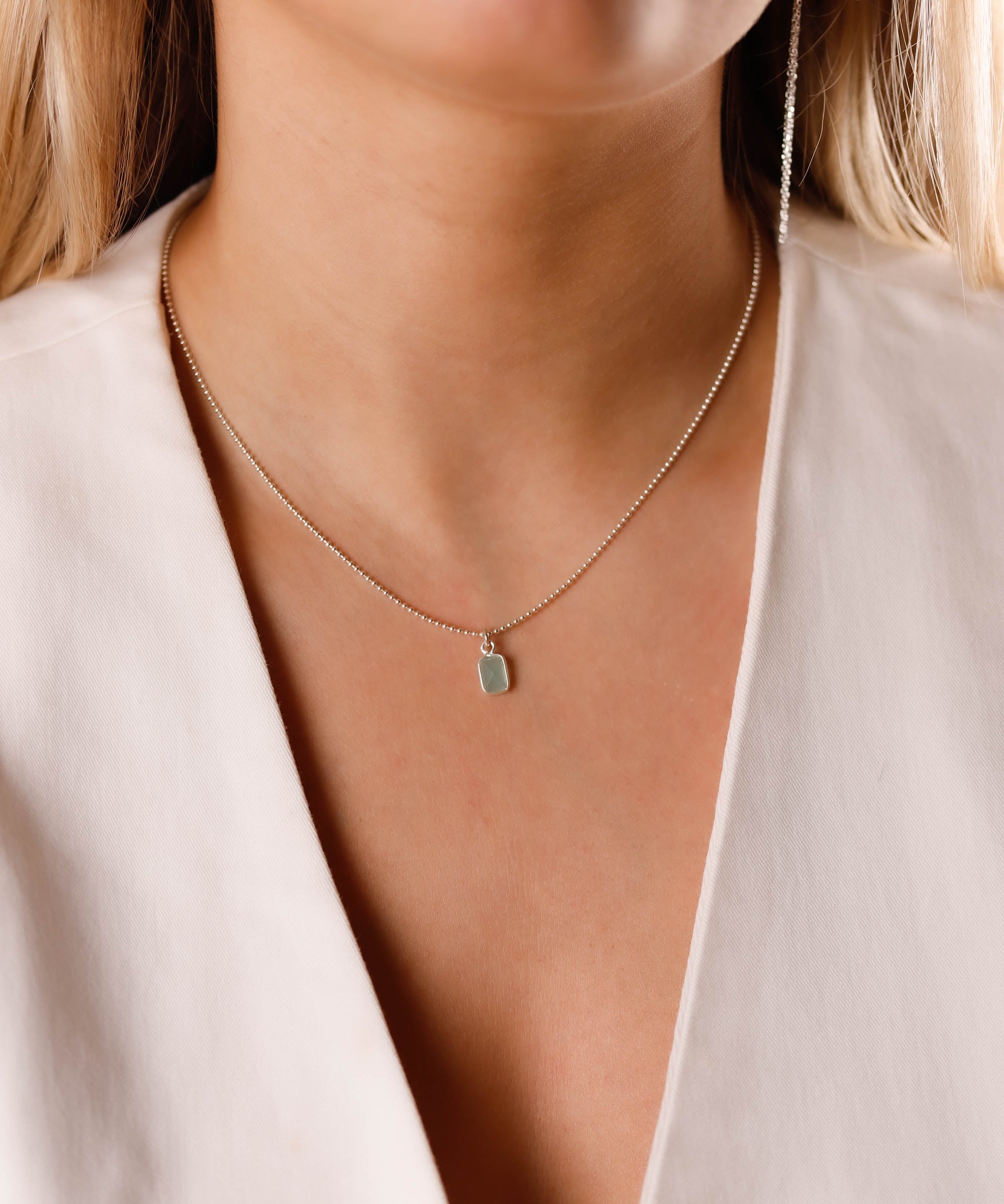 collier en argent 925 et amazonite pour femme 