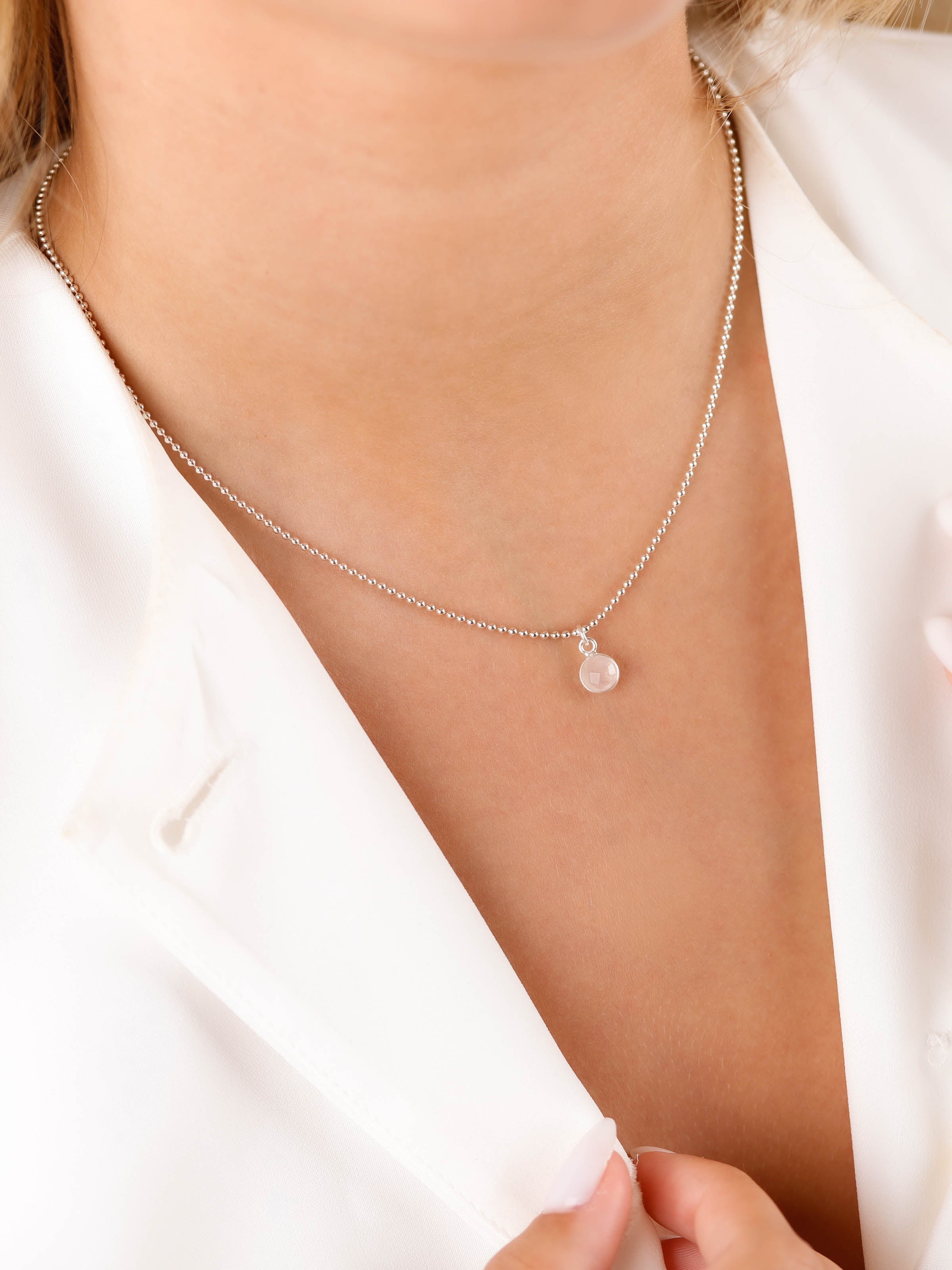 collier en argent 925 et pierre naturelle pour femme 